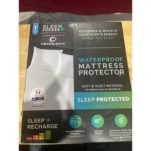SleepCharge Nanobionic Waterproof Fitted Mattress Protector, Twin